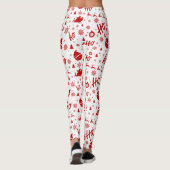 Ho Ho Ho Ho White & Red Christmas Pattern Long Leggings (Rückseite)