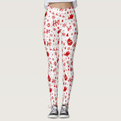 Ho Ho Ho Ho White & Red Christmas Pattern Long Leggings (Vorderseite)