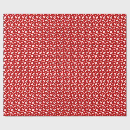Ho Ho Ho Ho White & Red Santa Face Pattern Geschenkpapier (Flach)