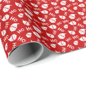 Ho Ho Ho Ho White & Red Santa Face Pattern Geschenkpapier (Rolleneckpunkt)
