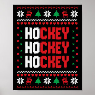Ho Ho Ho Hockey hässlicher Weihnachtspullover Feie Poster