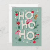 Ho Ho Ho Holiday Cheer Feiertagspostkarte (Vorne/Hinten)