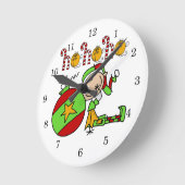 Ho Ho Ho Holiday Elf Runde Wanduhr (Winkel)