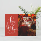 Ho Ho Ho Holiday Foto Feiertagskarte (Stehend Vorderseite)
