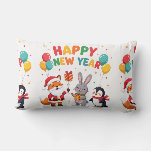 Ho Ho Ho Holiday Fun Throw Pillow-New Year Lendenkissen (Rückseite)