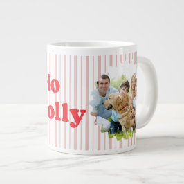 Ho Ho Ho Holy Jolly Christmas Striped Jumbo-Tasse