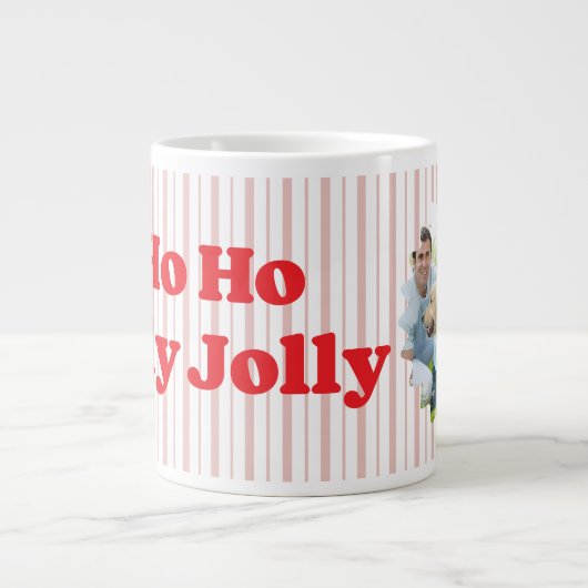 Ho Ho Ho Holy Jolly Christmas Striped Jumbo-Tasse (Vorderseite)