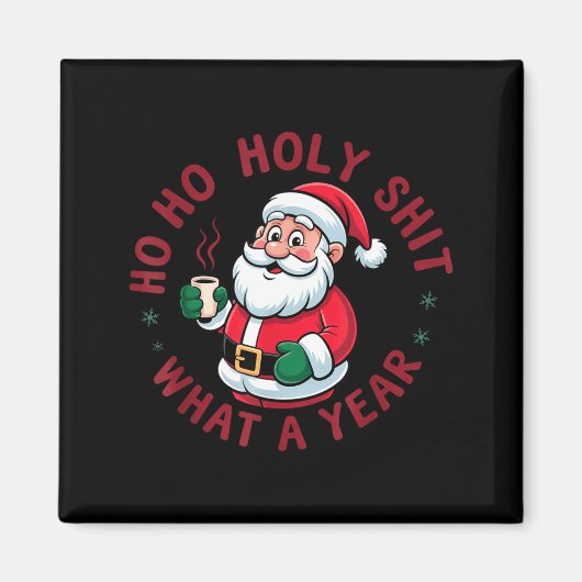 Ho Ho Ho Holy What A Year Funny Santa Christmas Pa Magnet (Vorne)
