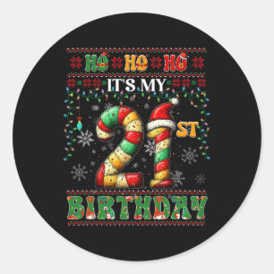 Ho Ho Ho ist mein 21. Geburtstag Weihnachten Candy Runder Aufkleber