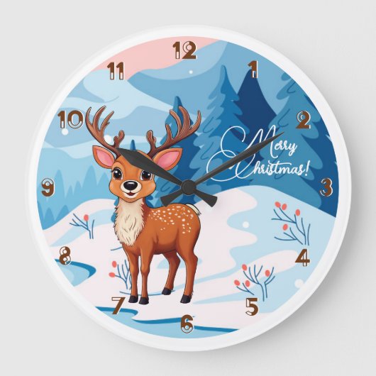 Ho-Ho-Ho! It's a Reindeer Kids Watch Große Wanduhr (Vorderseite)