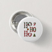 Ho Ho Ho Kariert Weihnachten Button (Vorne & Hinten)