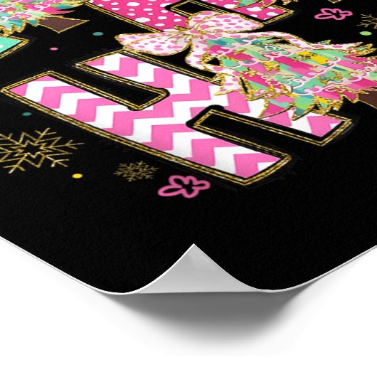 Ho Ho Ho Merry Christmas Coquette Bow Xmas Trees H Poster (Ecke)