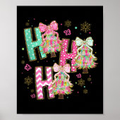 Ho Ho Ho Merry Christmas Coquette Bow Xmas Trees H Poster (Vorne)