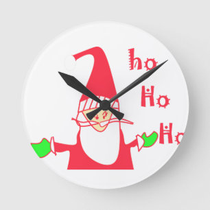 Ho Ho Ho Merry Christmas From Santa.png Runde Wanduhr