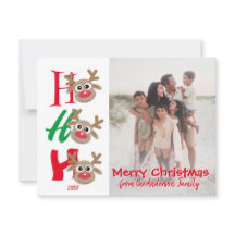 Ho Ho Ho Merry Christmas Reindeer Family Photo