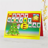 HO HO HO Merry Christmas &  Santa Card Karte (Gelbe Blume)