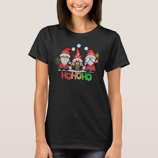 Ho Ho Ho Merry Christmas Santa Claus Gnome Reindee T-Shirt (Vorderseite)