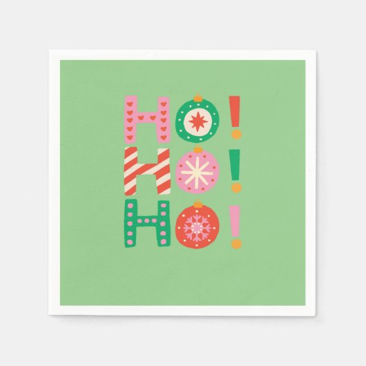 HO HO HO MERRY CHRISTMAS SEASONAL GIFT SERVIETTE (Vorderseite)