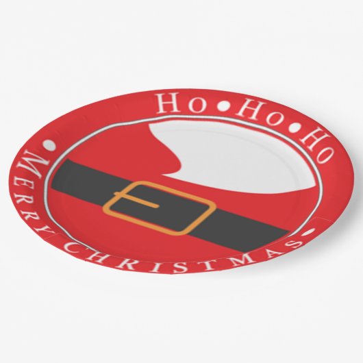 Ho Ho Ho Merry Chritmas Pappteller (Schrägansicht)