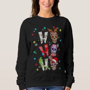 HO HO HO Mexikanische Schädel Weihnachtsmannmütz Sweatshirt