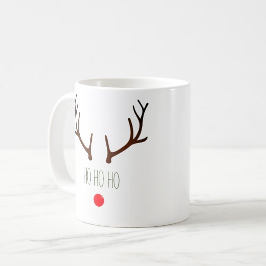 "Ho ho ho" Minimal Rudolph the Red Nosed Rentier Kaffeetasse (Vorderseite Links)