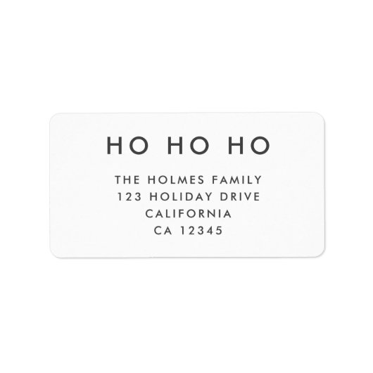 Ho Ho Ho | Minimalistisch Clean Simple White Chris Adressaufkleber (Vorne)