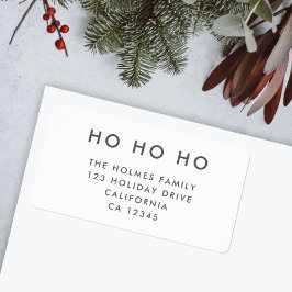 Ho Ho Ho | Minimalistisch Clean Simple White Chris Adressaufkleber