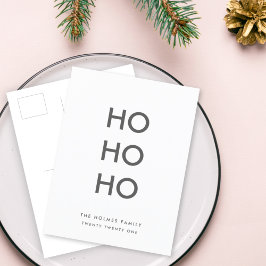 Ho Ho Ho | Minimalistisch Clean Simple White Chris Feiertagspostkarte
