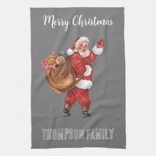Ho ho ho Mit Monogramm Schöner Familienname Santa Geschirrtuch