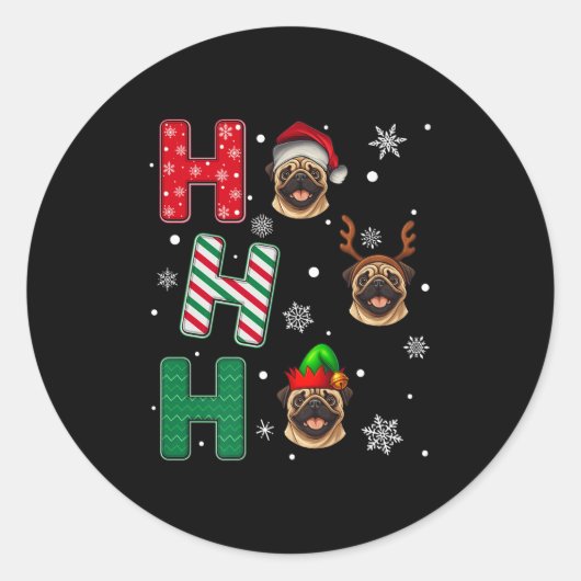 Ho Ho Ho Mops Lover Matching Weihnachten Weihnacht Runder Aufkleber (Vorderseite)