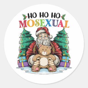 Ho Ho Ho Mosexuell Gay Santa LGBTQ Gay Weihnachten Runder Aufkleber