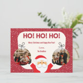 Ho! Ho! Ho! Multi-Foto-Urlaubskarte Einladung (Stehend Vorderseite)