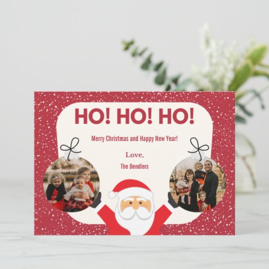 Ho! Ho! Ho! Multi-Foto-Urlaubskarte Einladung (Stehend Vorderseite)