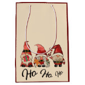 Ho Ho Ho! Niedlich Gnomes Nordic Christmas Winter Mittlere Geschenktüte (Vorderseite)