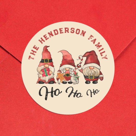 Ho Ho Ho! Niedliche nordische Gnomes Weihnachten Runder Aufkleber