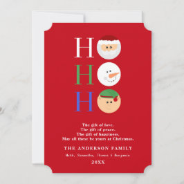 Ho Ho Ho Niedliche Weihnachtsfiguren Flachkarte Feiertagskarte