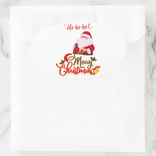 Ho Ho Ho Ovaler Aufkleber (Tasche)