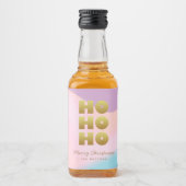 Ho Ho Ho | Pastell Pink Gradient & Gold Weihnachte Alkoholflaschenetikett (Vorderseite)