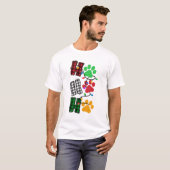 Ho Ho Ho Paw druckt Karierten Weihnachtsleuchten H T-Shirt (Vorne ganz)