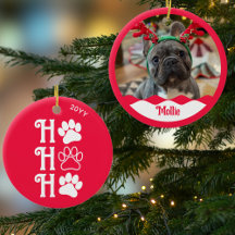 Ho Ho Ho Paw Print Niedlich Dog Foto Personalisier
