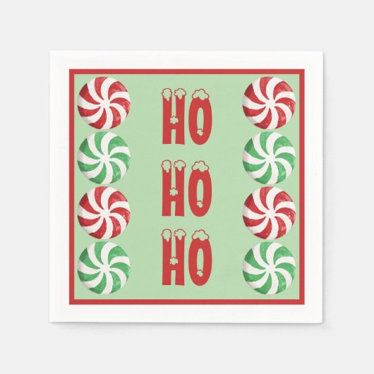 HO HO HO Peppermint Thema Napkins Serviette (Vorderseite)