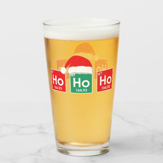 Ho Ho Ho | Periodischer Weihnachtstisch Nerd Spaß Glas (Vorne (Gefüllt))