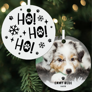 Ho Ho Ho Pfotenabdruck Hund Haustier Foto Ornament Aus Metall