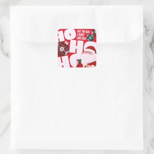 Ho ho ho quadratischer aufkleber (Tasche)