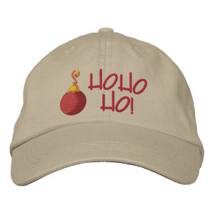Ho Ho Ho! Red Ball Weihnachtsbaum Ornament Bestickte Kappe