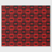 Ho Ho Ho Red & Black Chic Christmas Buffalo Plaid Geschenkpapier (Flach)