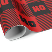 Ho Ho Ho Red & Black Chic Christmas Buffalo Plaid Geschenkpapier (Rolleneckpunkt)
