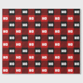 Ho Ho Ho Red Black White Christmas Buffalo Plaid Geschenkpapier (Flach)