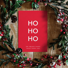 Ho Ho Ho | Red Christmas Modern Minimalistisch Sim Feiertagskarte