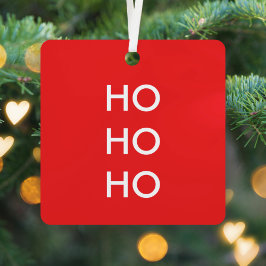Ho Ho Ho | Red Christmas Modern Minimalistisch Sim Ornament Aus Metall